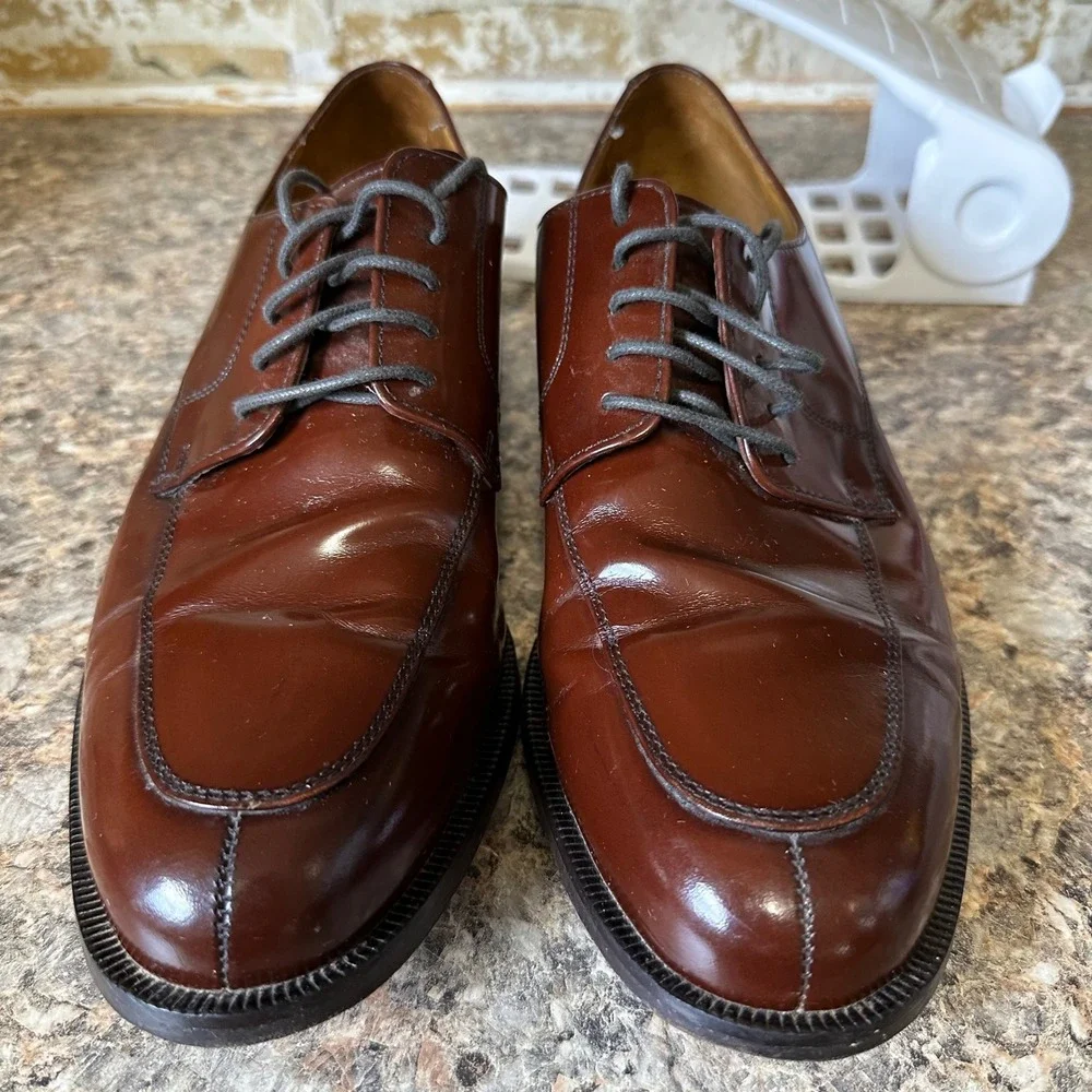 Cole Haan Derby Shoes Men 10M Brown Good Nike Air Apron Toe C09440 Mahogany